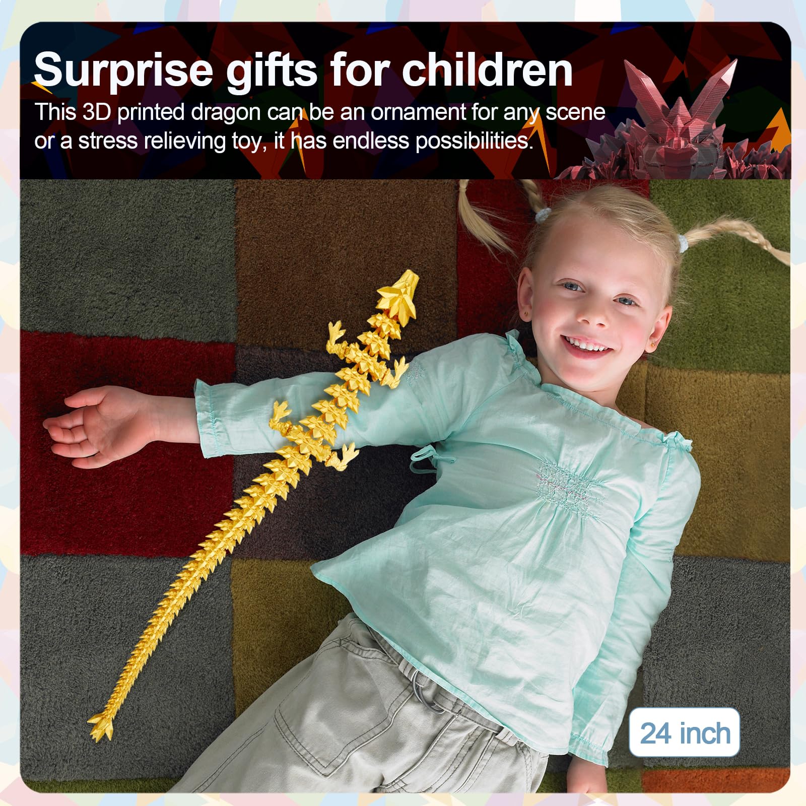 Meet Gladness 24inch dragon glow-in-the-dark adds ambient mood lighting.