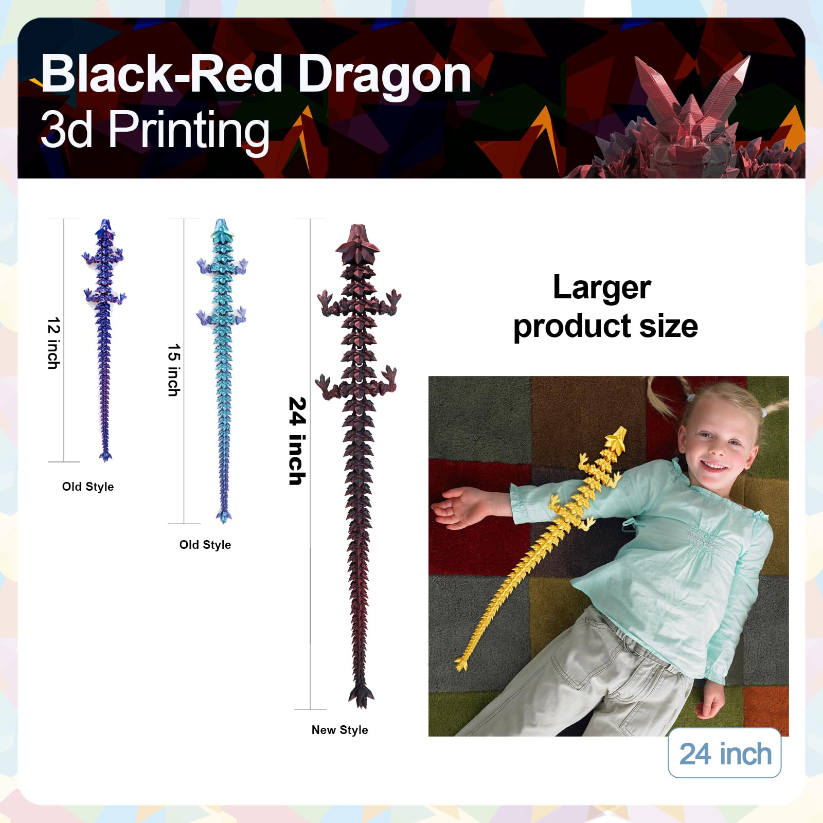 Meet Gladness 24inch dragon rainbow finish highlights vibrant decor appeal.