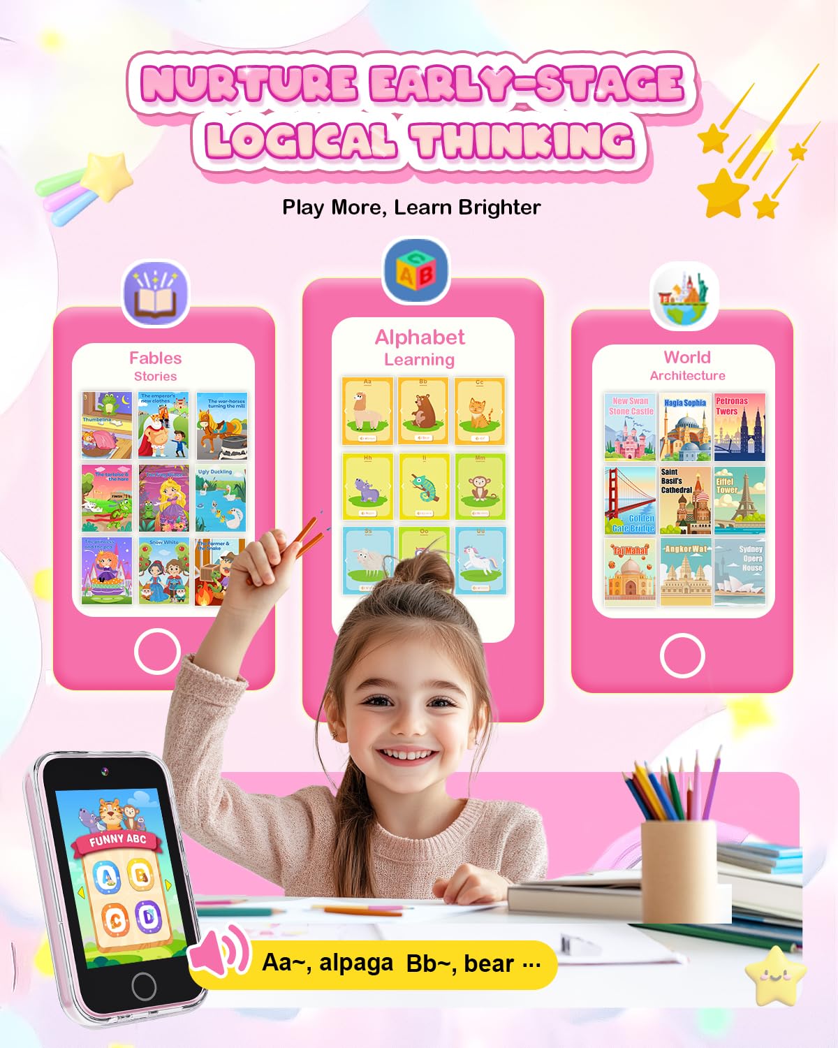 Meetrye Kids Phone educational-apps expand language and thinking through stories and games.