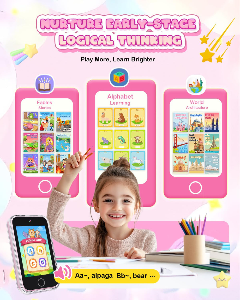 Meetrye Kids Phone educational-apps expand language and thinking through stories and games.