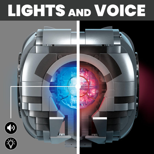 Halo 343 Guilty Spark eye activation lights enhance realism on desk