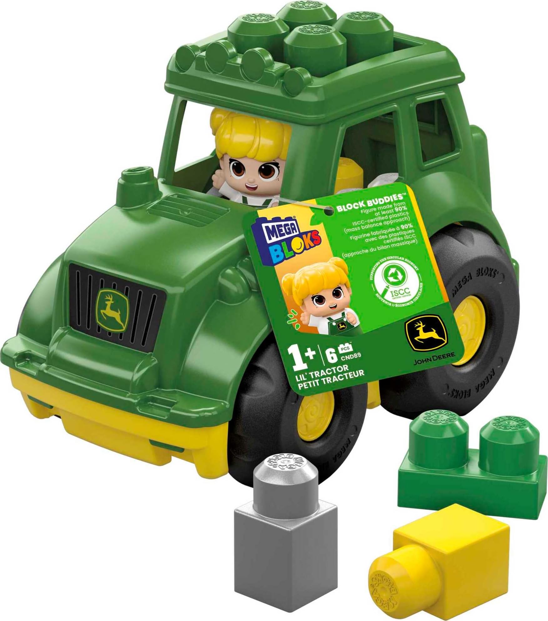 Mattel Mega Bloks John Deere Lil’ Tractor image showcases toddler-friendly play and durable design.