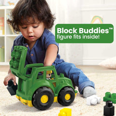 Mattel Mega Bloks John Deere truck storage-bin image demonstrates built-in storage for blocks.