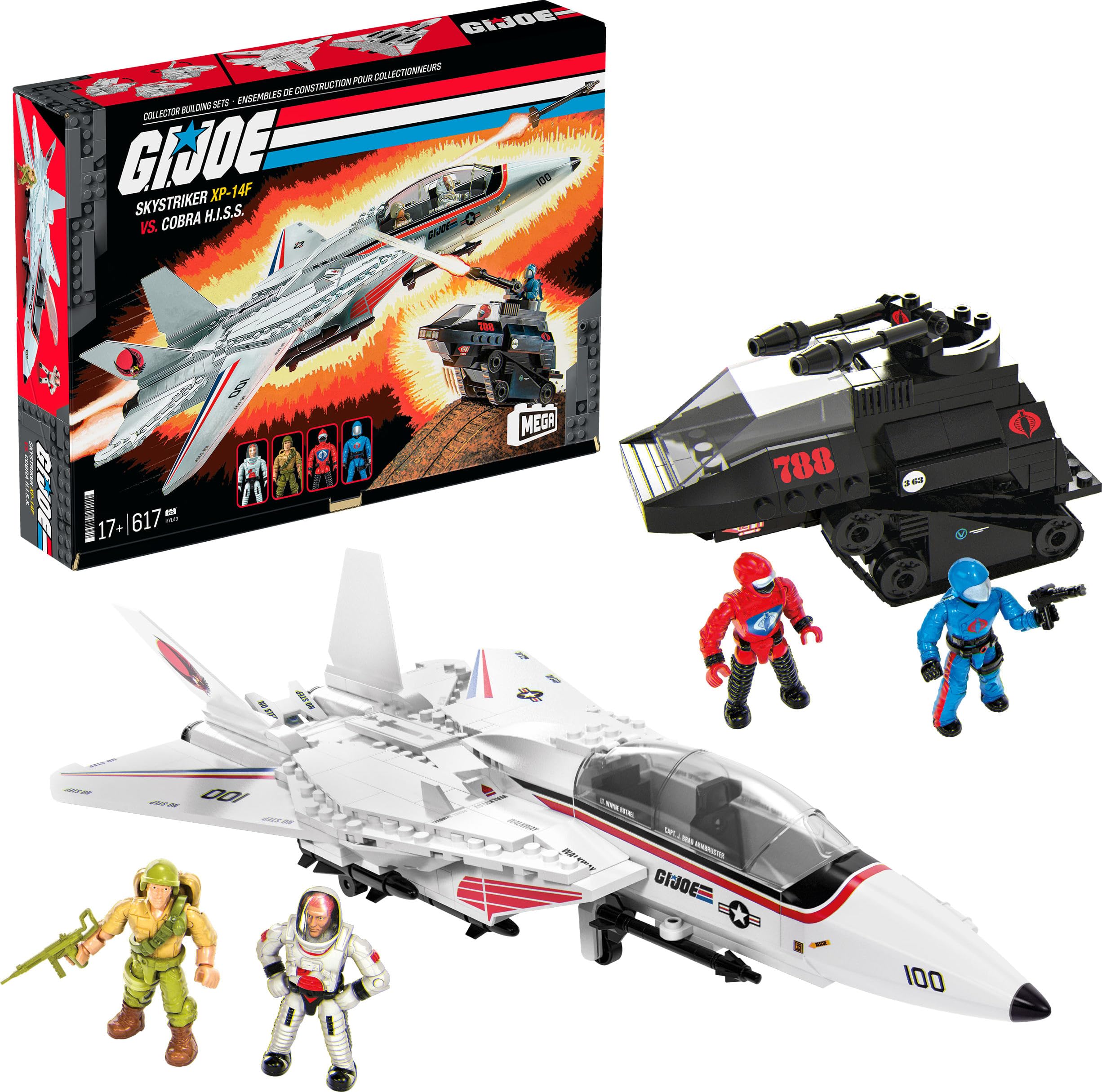 Mega Bloks Skystriker front view highlights detailed jet for display