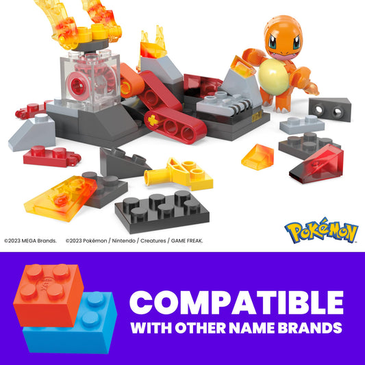Mega Brands Charmander crank motion demonstrates the spinning action for engaging play.