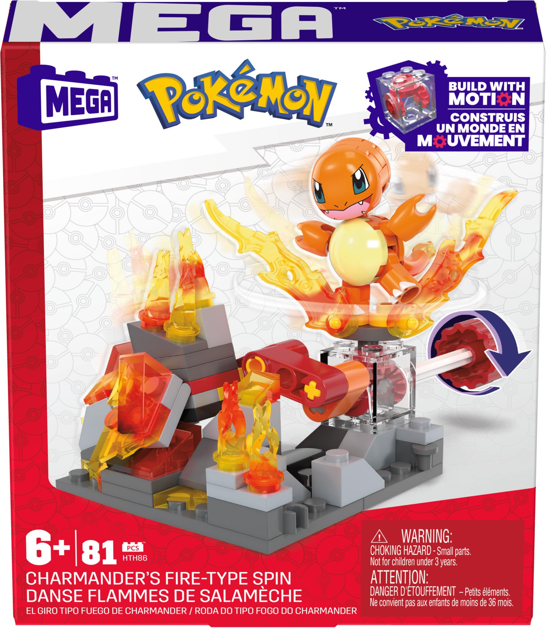 Mega Brands Charmander poseable figure enables dynamic posing for interactive storytelling.