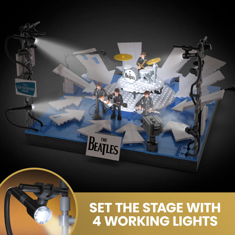Mega Brands Ed Sullivan stage model captures iconic performance for collectible display.