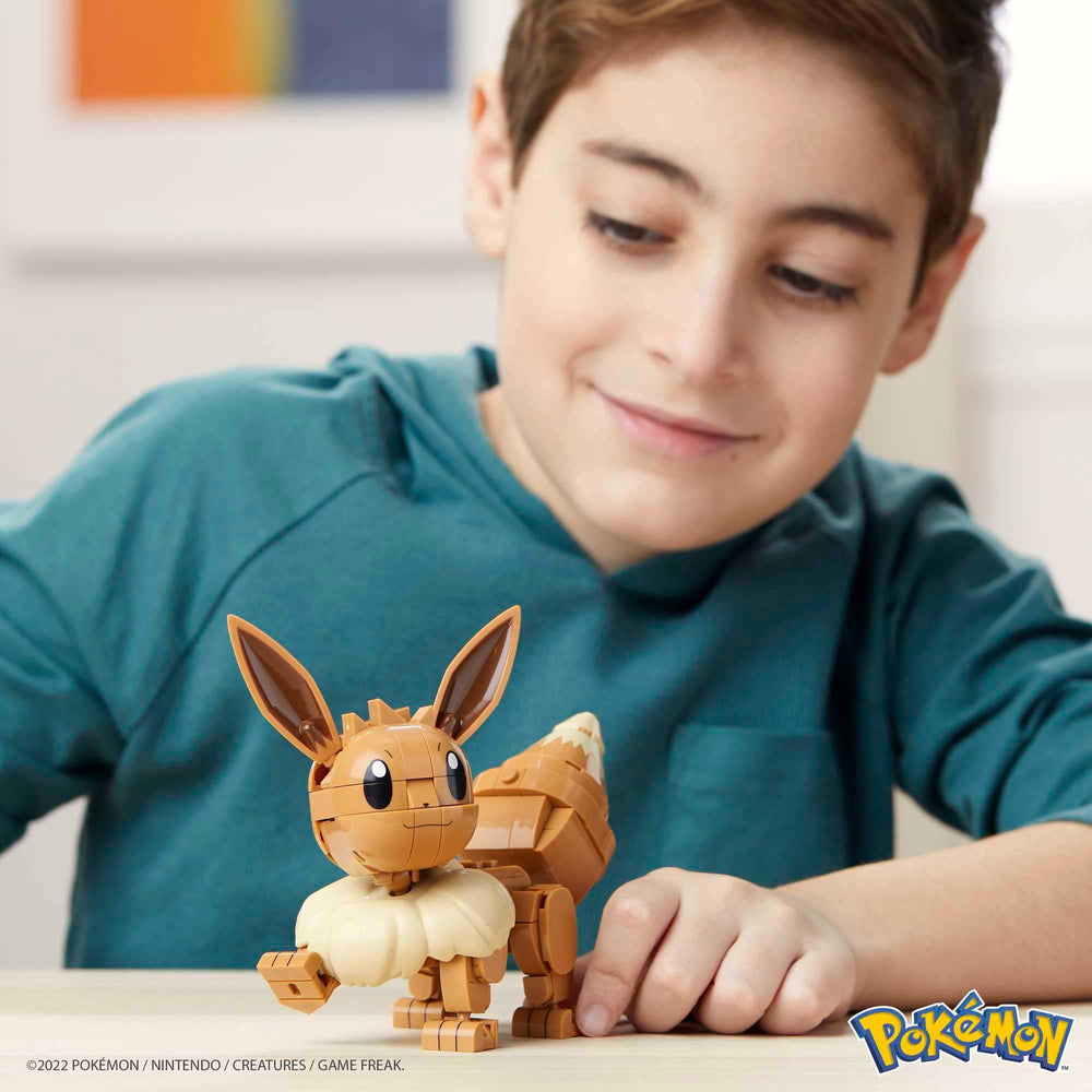 Mega Brands Eevee can be posed in battle-ready stances for storytelling play.