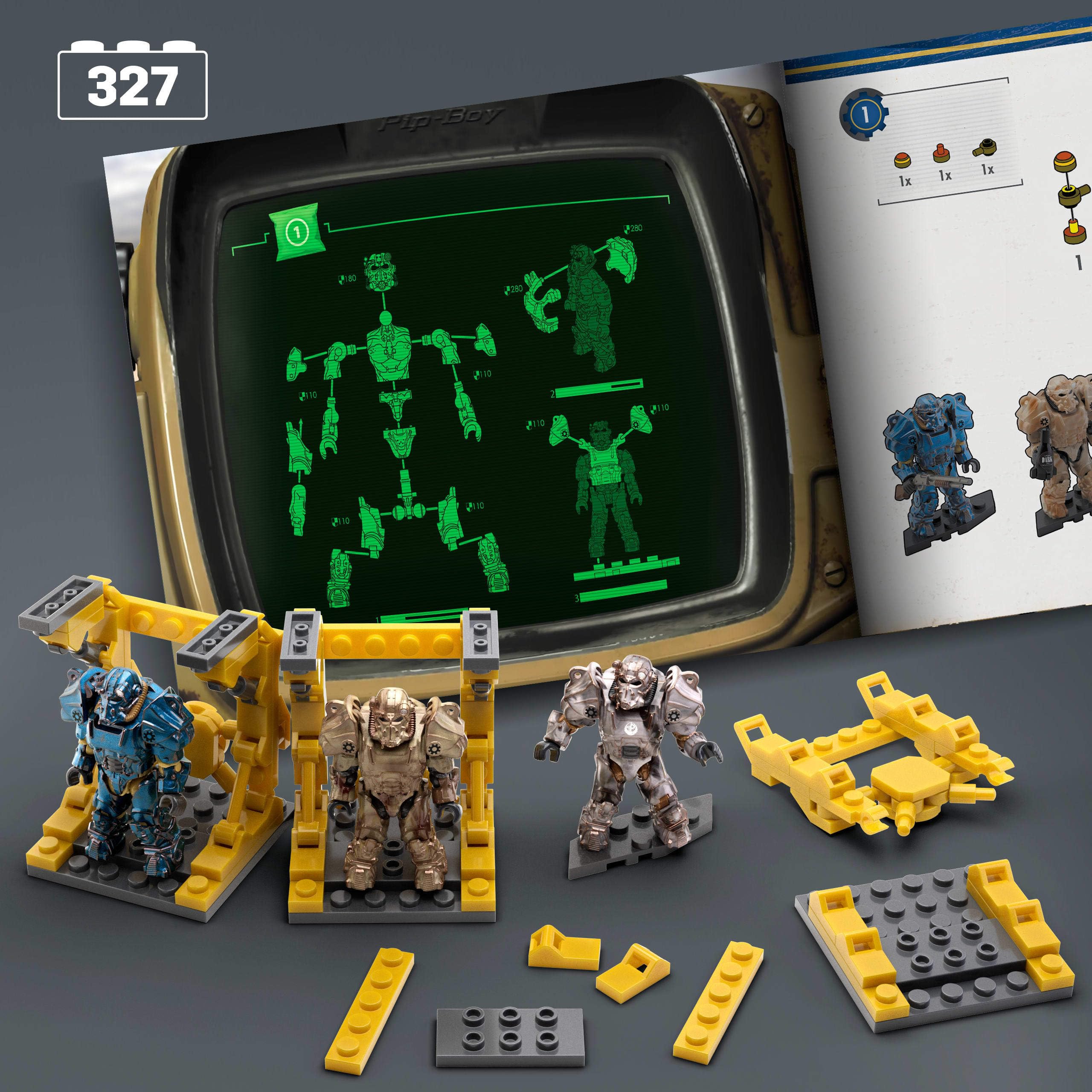Mega Brands Fallout T-60 Vault-Tec paint job figure with authentic Vault-Tec styling
