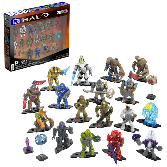 Mega Brands MEGA Halo action figures set with 339 pieces and poseable joints for display.