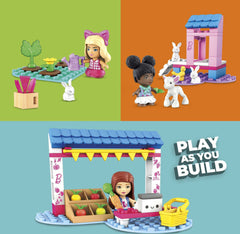MEGA Barbie vegetable stand provides a realistic shopping setup for pretend shopping and meals.