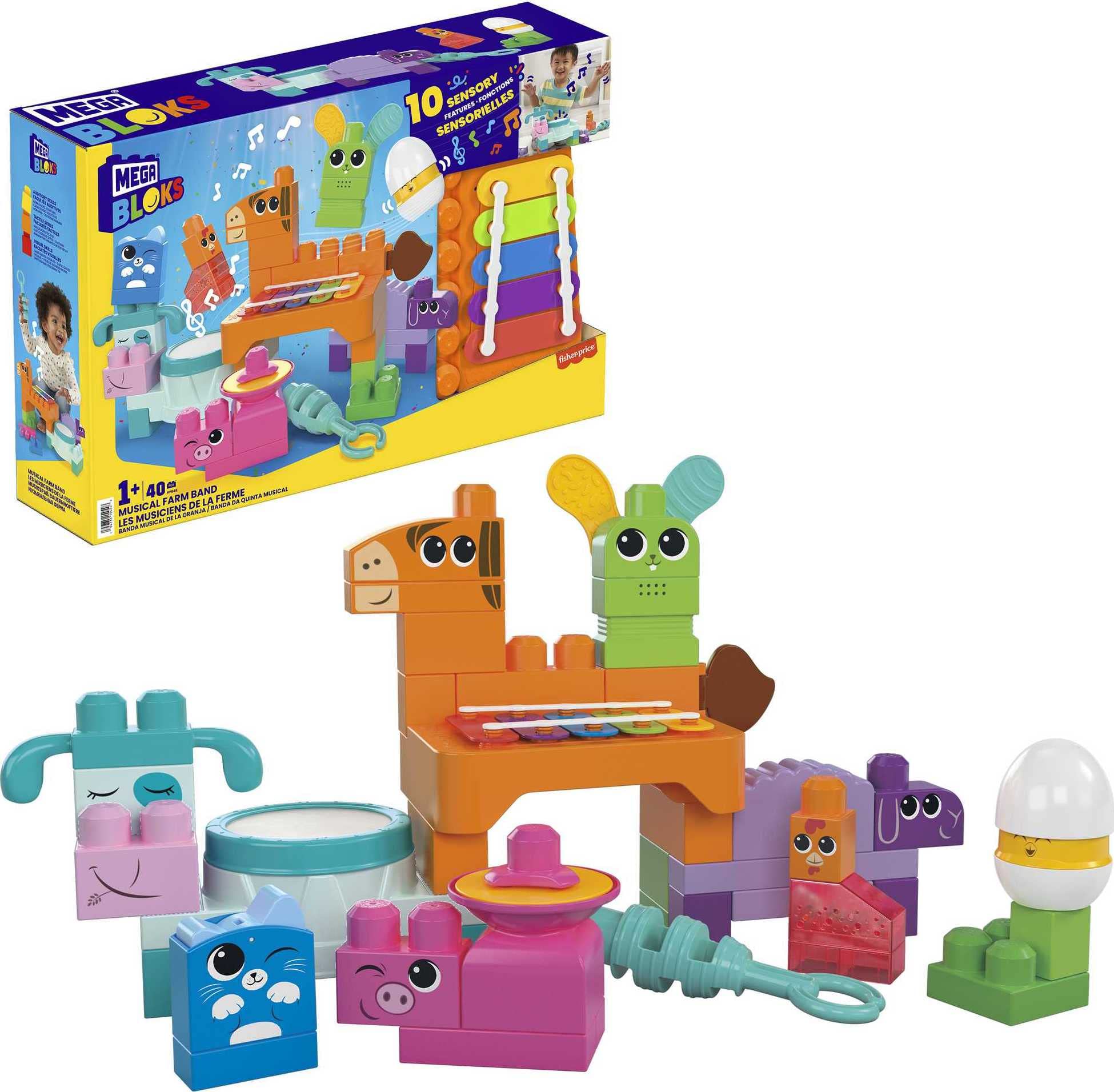 Mega Brands Mega Bloks Fisher-Price Musical Farm Band horse xylophone for early rhythm play.