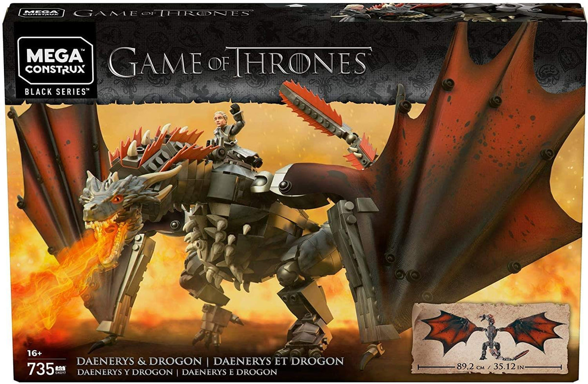 Mega Construx Drogon wings extendable for dramatic poses.