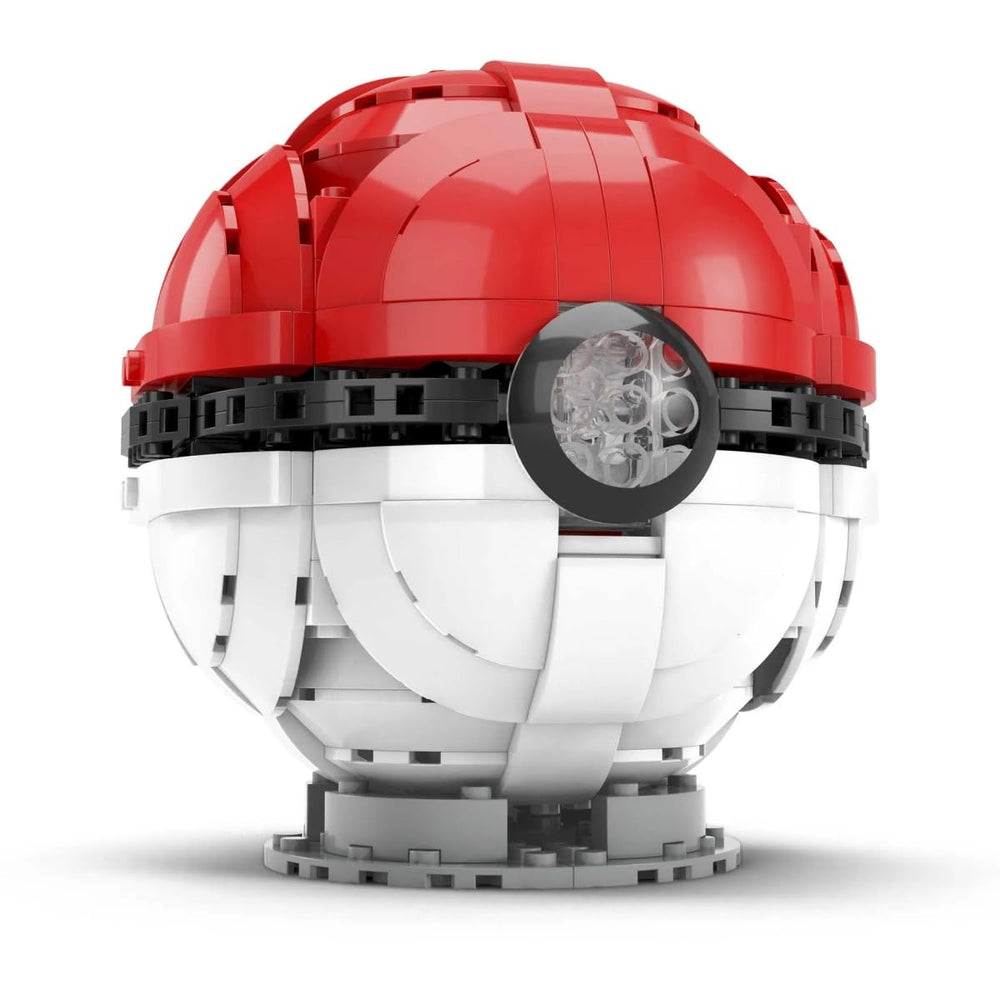 Mega Construx Pokemon Jumbo Pokeball built with 303 bricks for creative building.