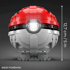 Mega Construx Pokemon Jumbo Pokeball pulsating lights add dynamic play visuals.
