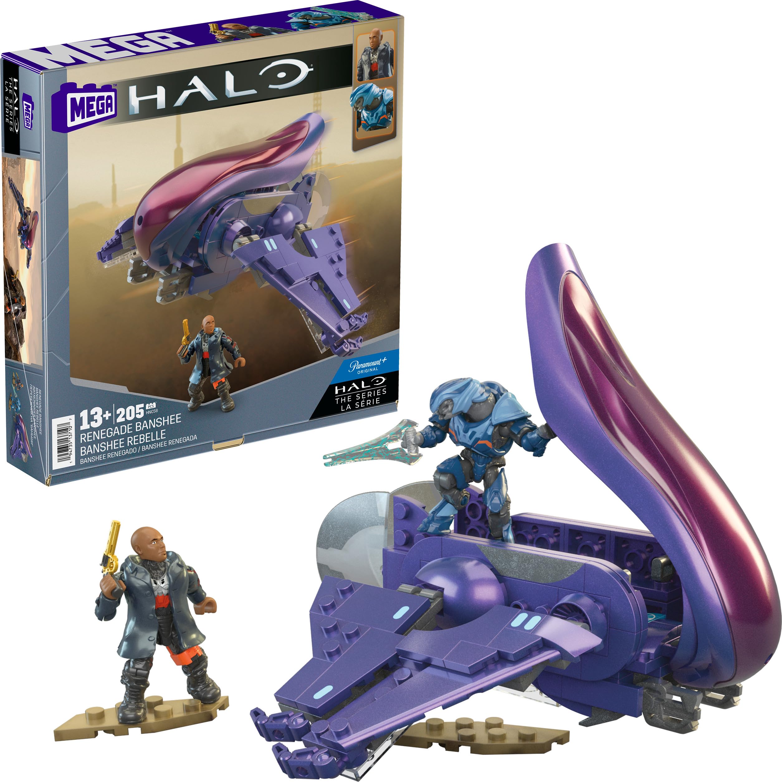 MEGA Halo Banshee aircraft showcases authentic design for immersive building play.