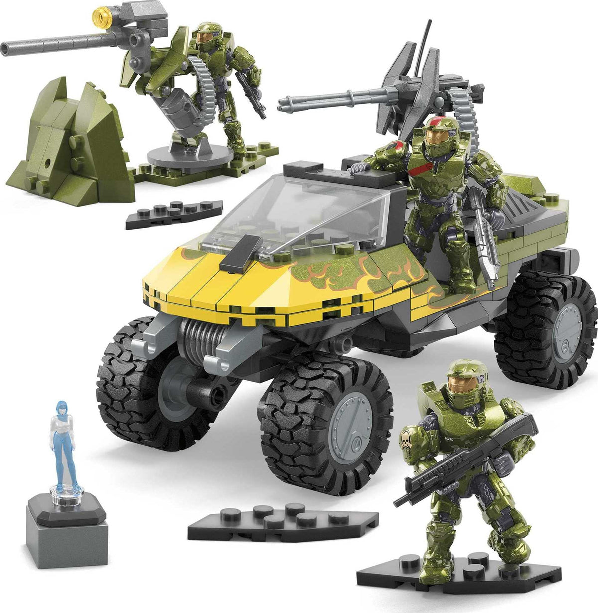 Mega Halo Red Team Warthog Rescue rolling wheels for dynamic play