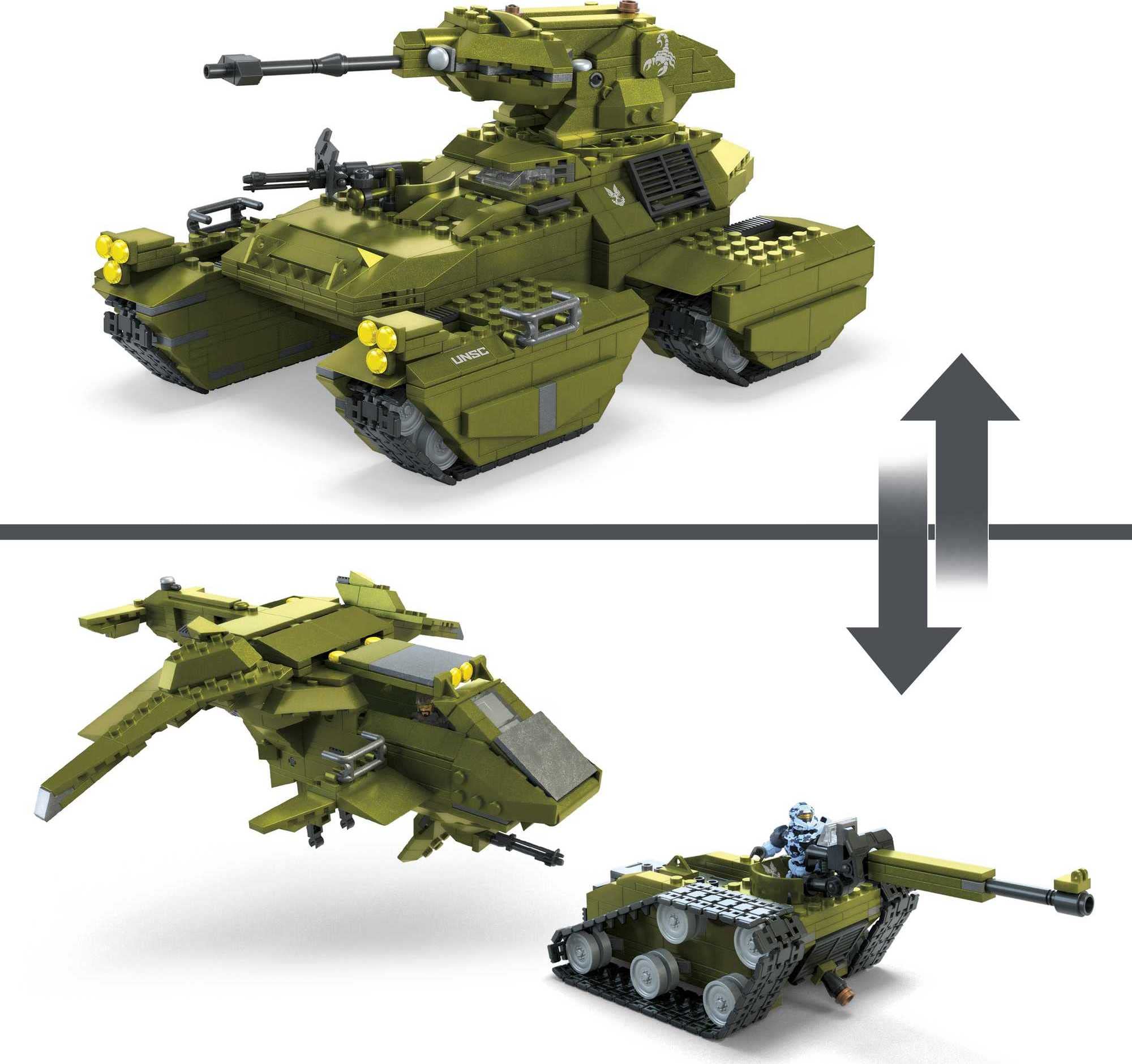 Mega Brands MEGA Halo Scorpion two-in-one space aircraft and tank design