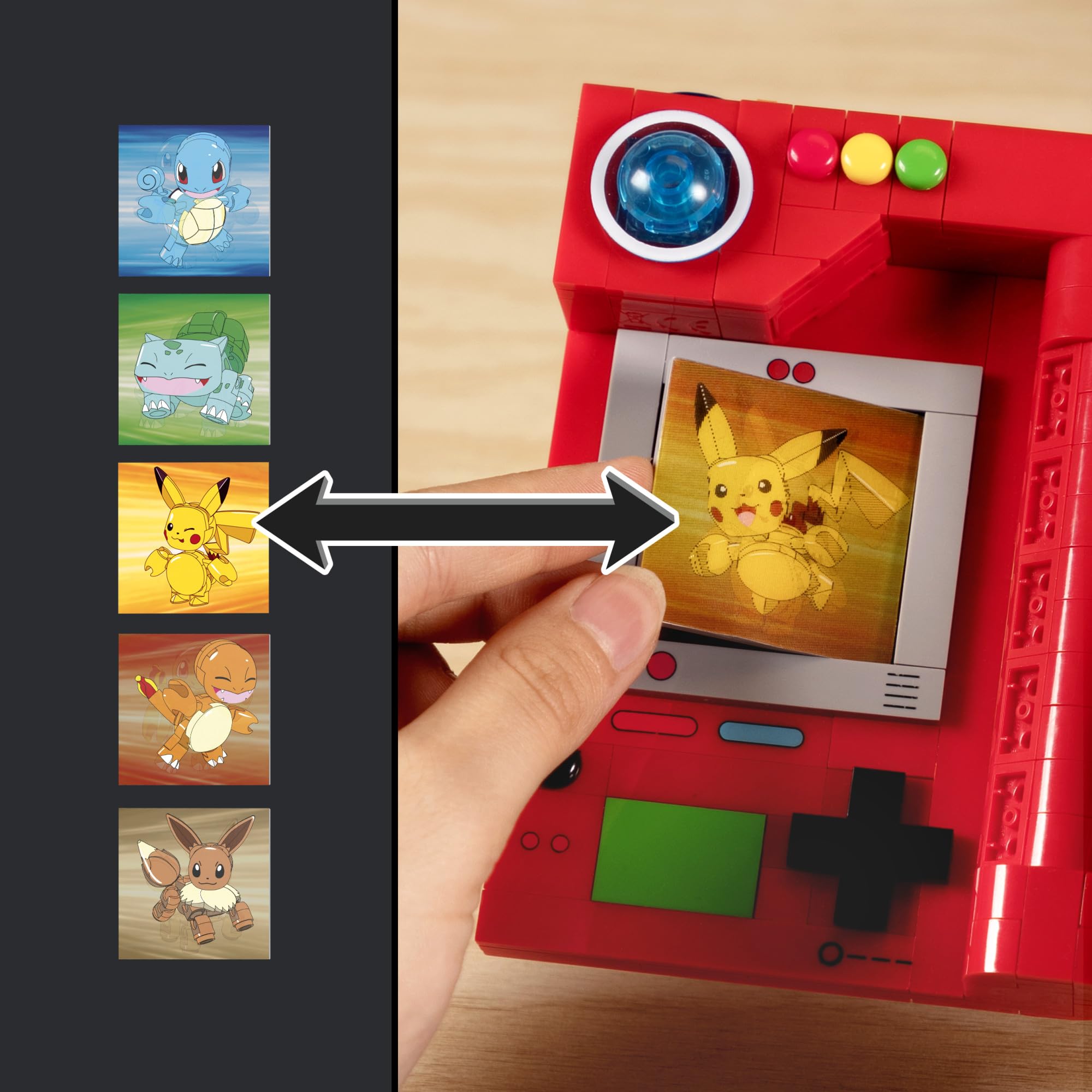 Mega Brands MEGA Pokémon Pokedex Pikachu-card highlights Pikachu’s iconic details for fans.