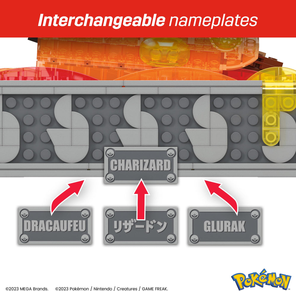 Interchangeable multilingual name plates enhance multilingual display options.