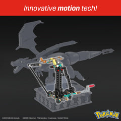 Detailed 1664-piece Charizard build with lava movement.