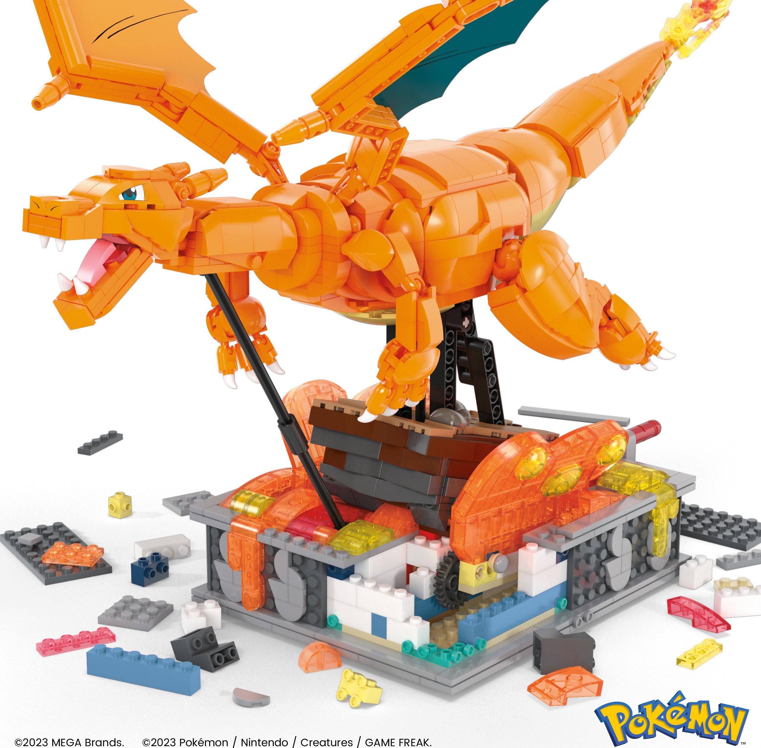 Poseable Charizard figure with movable joints for varied displays.