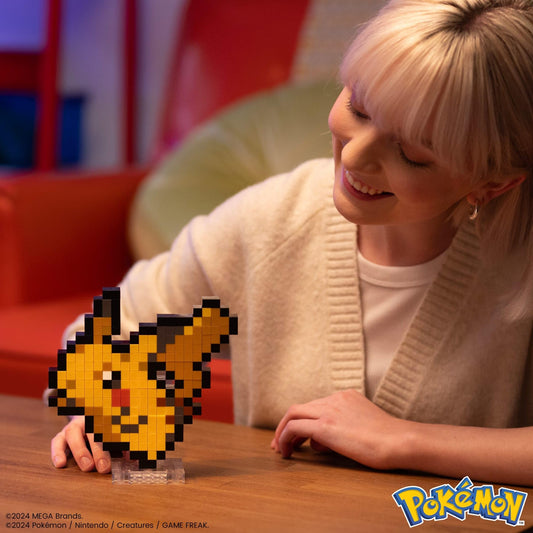 Pikachu pixel-art bricks forming a nostalgic display for collectors.