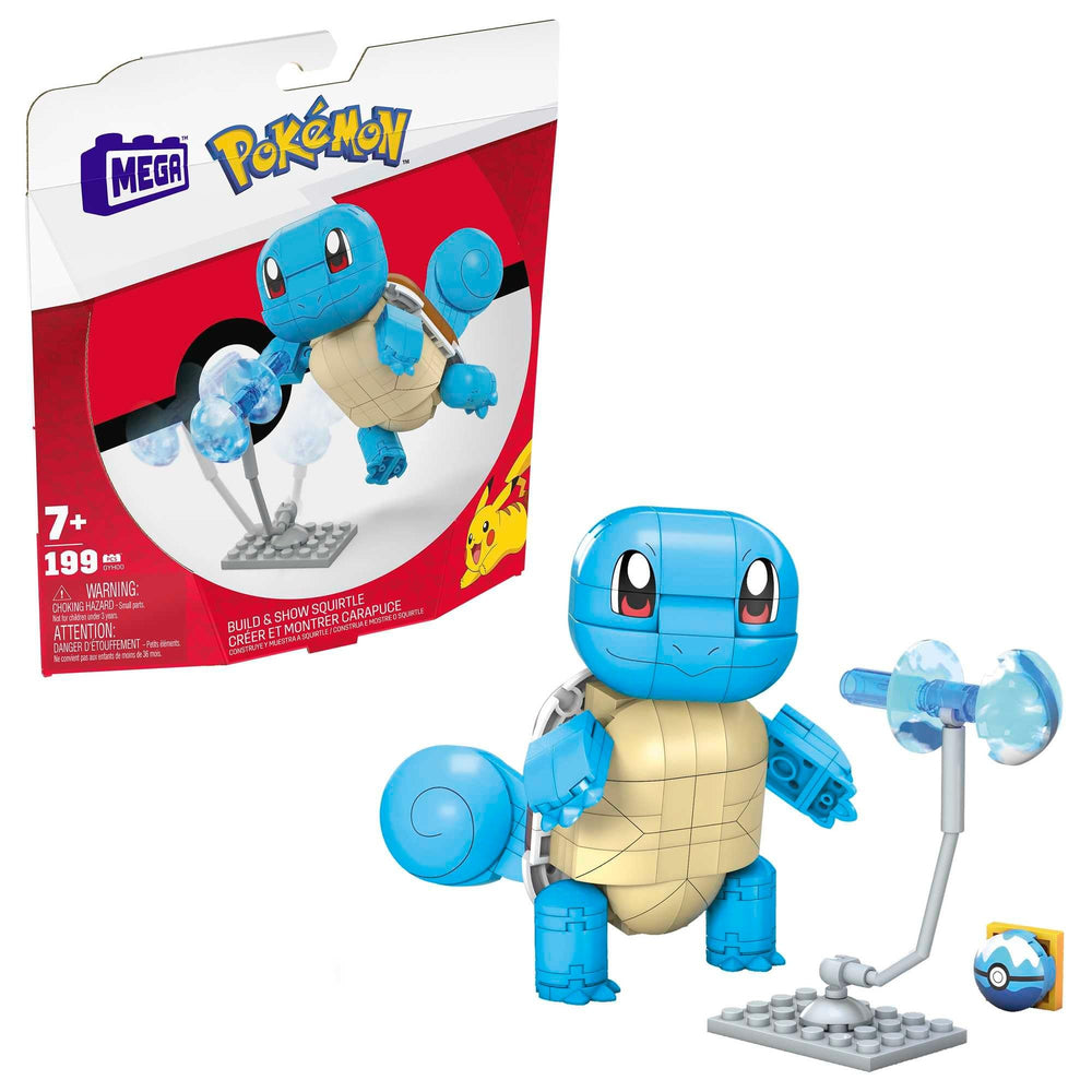 Mega Brands Squirtle poseable figure ready for battle-ready poses and imaginative play.