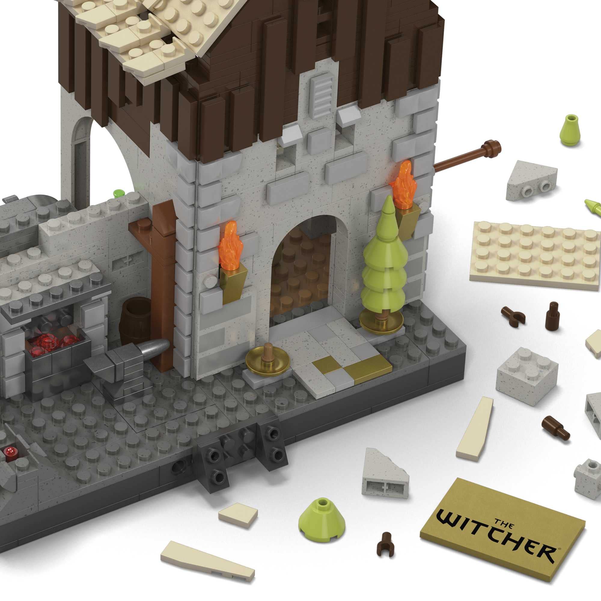 Mega Brands Witcher two-mode fireplace LEDs create atmospheric glow.