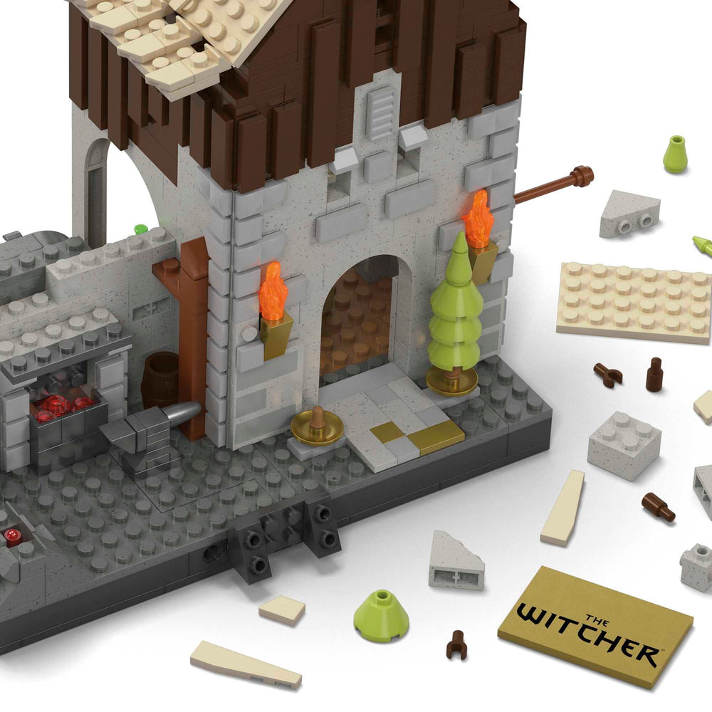 Mega Brands Witcher two-mode fireplace LEDs create atmospheric glow.