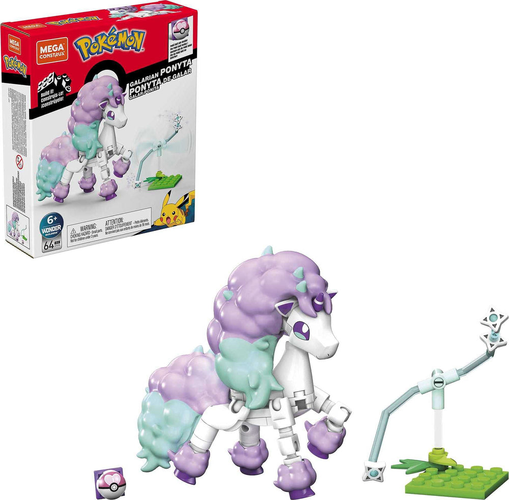 Mega Construx Ponyta poseable legs enable dynamic battle poses.