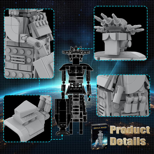 Mega Maid Spaceballs 362pcs parts close-up, highlighting high-quality ABS pieces for durable builds.