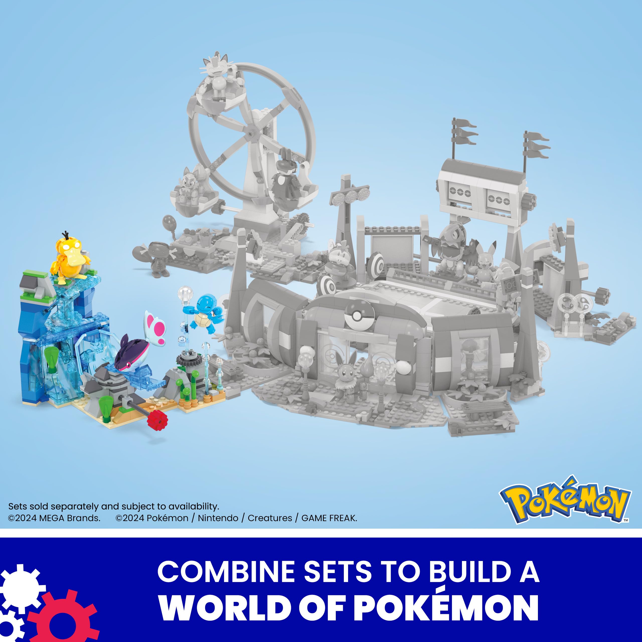 Shore scene from MEGA Pokémon Aquatic Adventure showing expandability with other sets