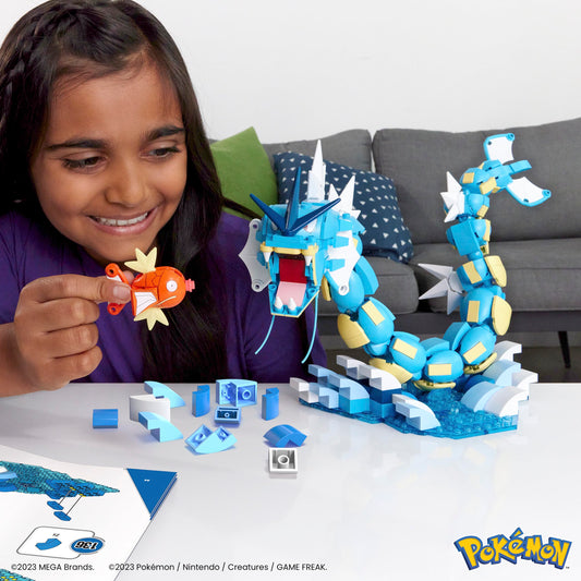 Megabrands Gyarados 20-inch poseable figure offers dramatic action poses.