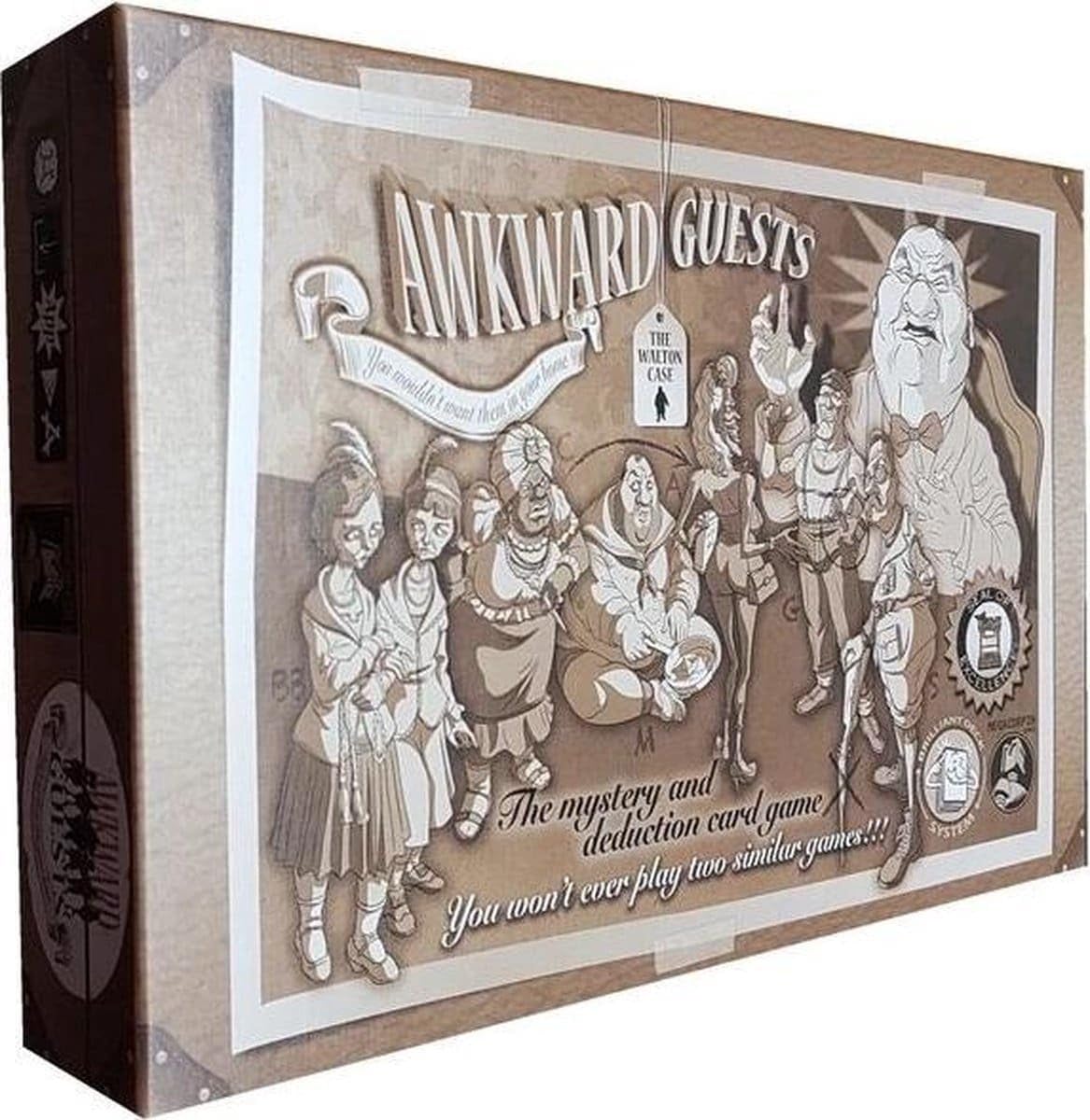 Megacorpin Games Awkward Guests Walton Case box showing contents for quick setup
