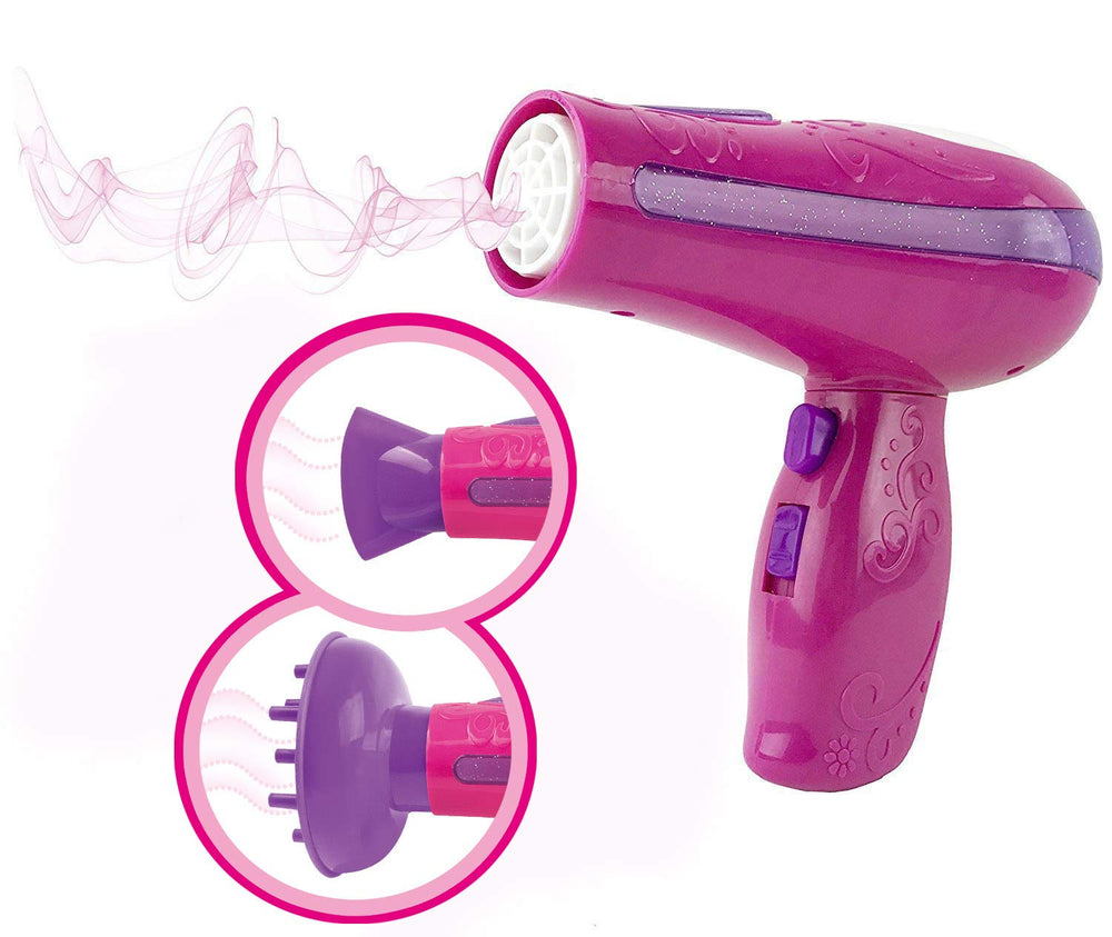 MEGAFUN hair dryer in kit, real cold air for pretend styling and hours of play.