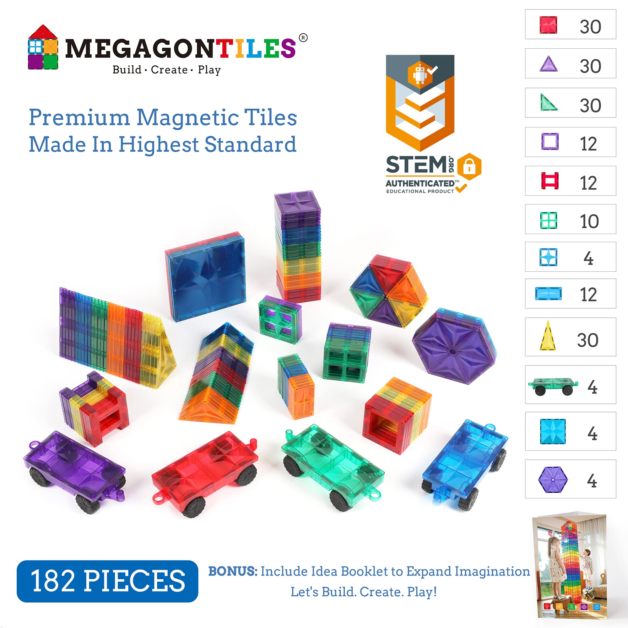 MEGAGONTILES child-building-play with magnetic tiles encourages creativity and problem-solving during free-building sessions.