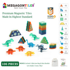 MEGAGONTILES dinosaur-figures Stegosaurus and Triceratops for imaginative play and tactile exploration