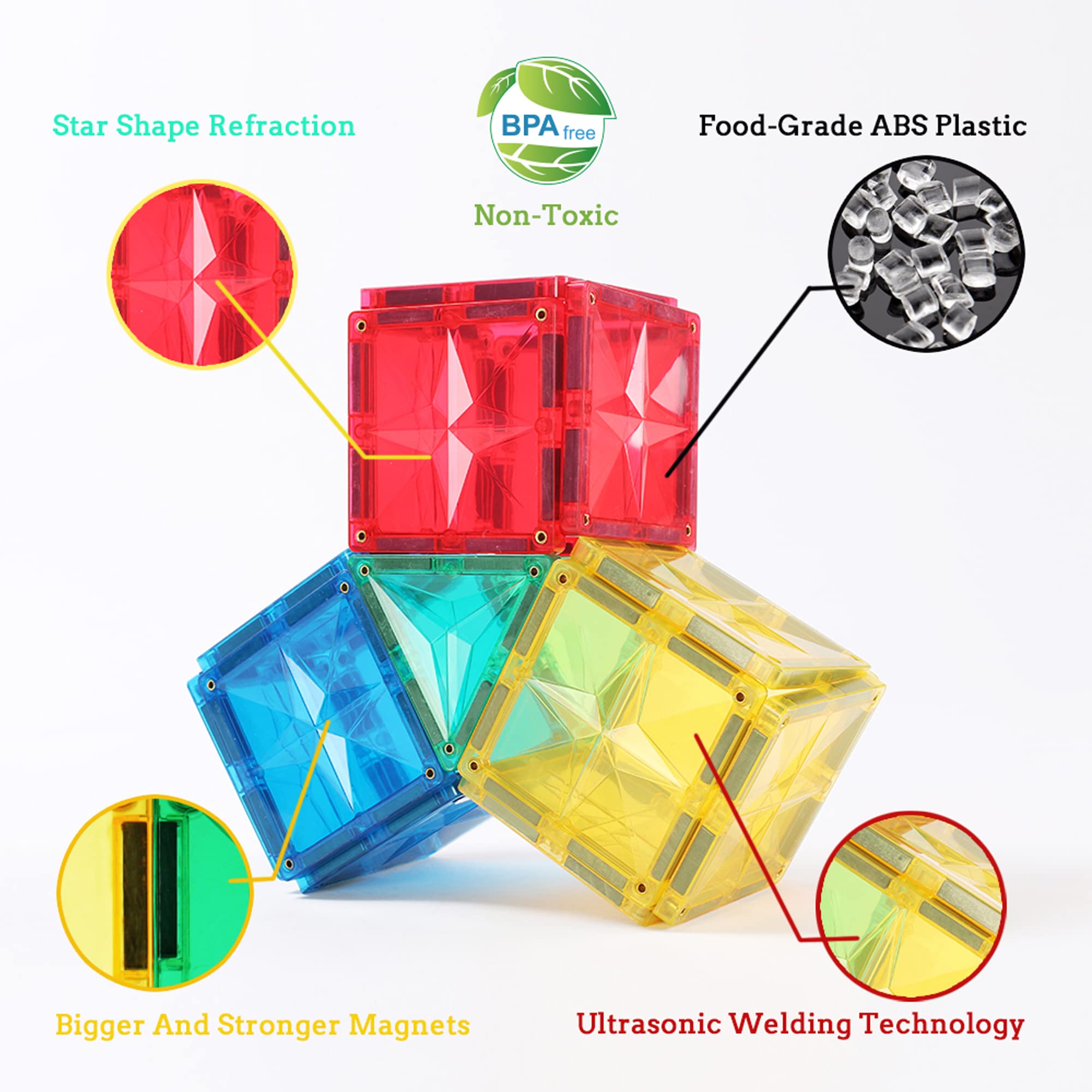 MegagonTiles strong magnets and beveled edges support taller, sturdier constructions.