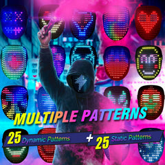 MEGOO LED mask displaying dynamic patterns for striking looks.
