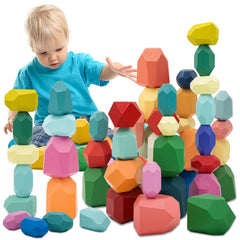 MEGRANATE 39PCS stacking rocks with varied sizes for hands-on learning and motor skills.