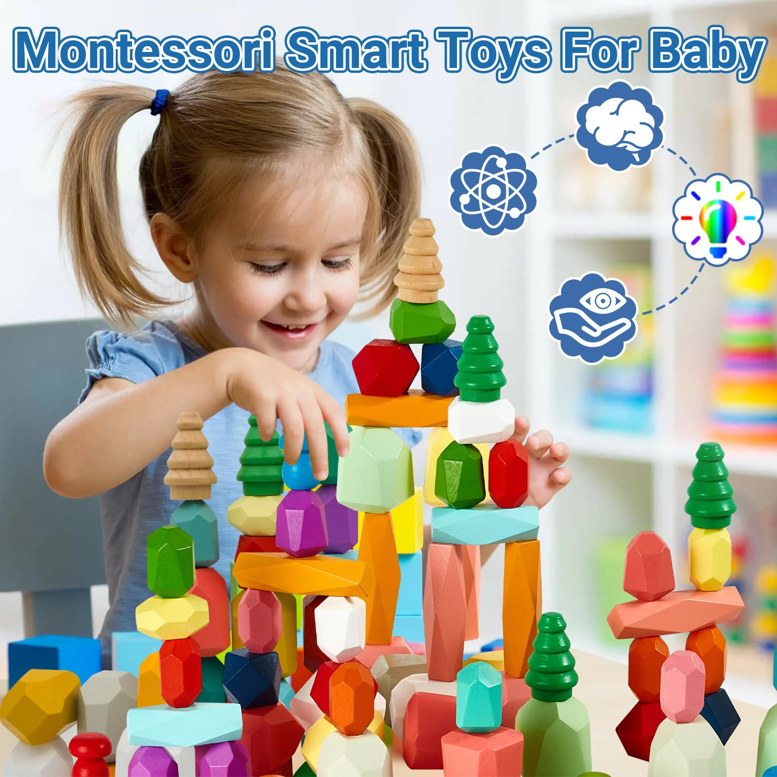 MEGRANATE sensory play stones for toddlers inspire imaginative building.