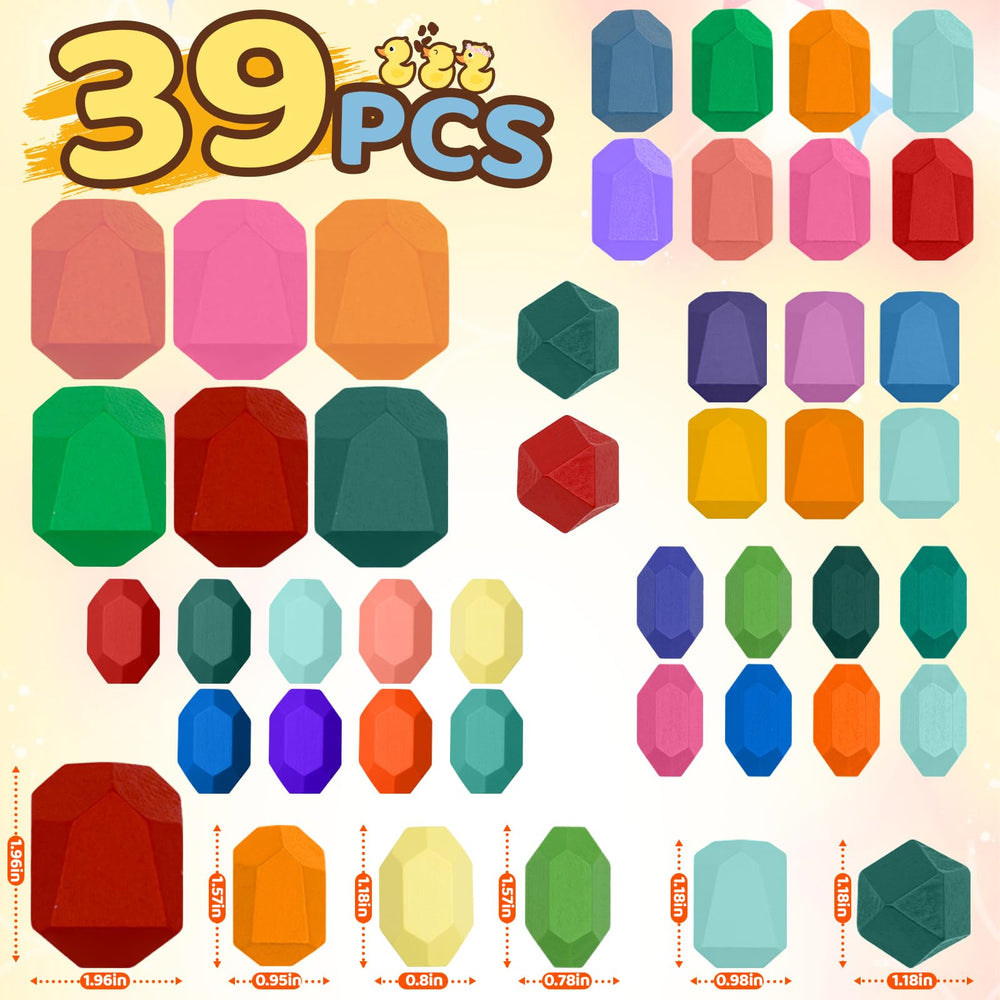 MEGRANATE wooden stones with bright colors spark creative building play.