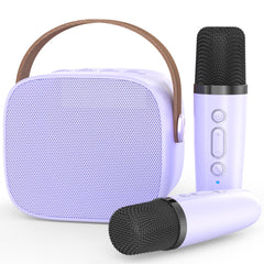 MEGUO mini karaoke machine purple two mics for family sing-alongs