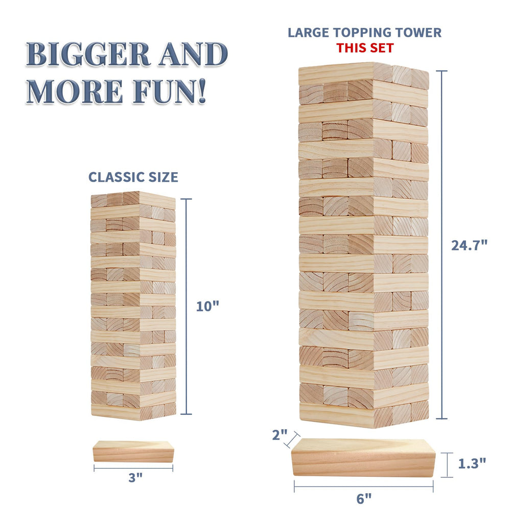 Megwoz pine wood blocks offer smooth edges and durable play for indoor and outdoor fun.