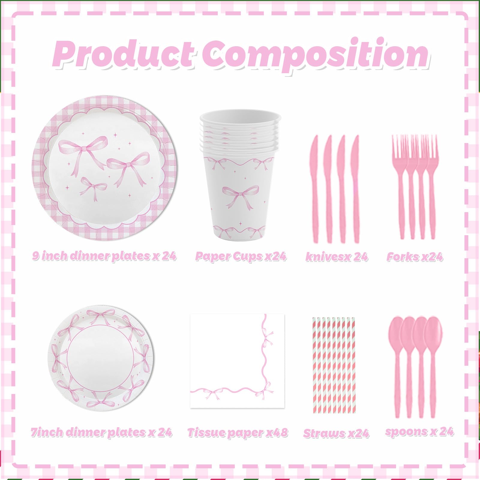 MEHOFOND bridal shower pink tableware creates cohesive, themed decor.
