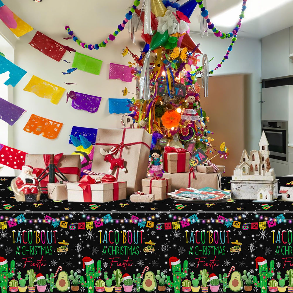 MEHOFOND bright colors Feliz Navidad design suited for festive dining.