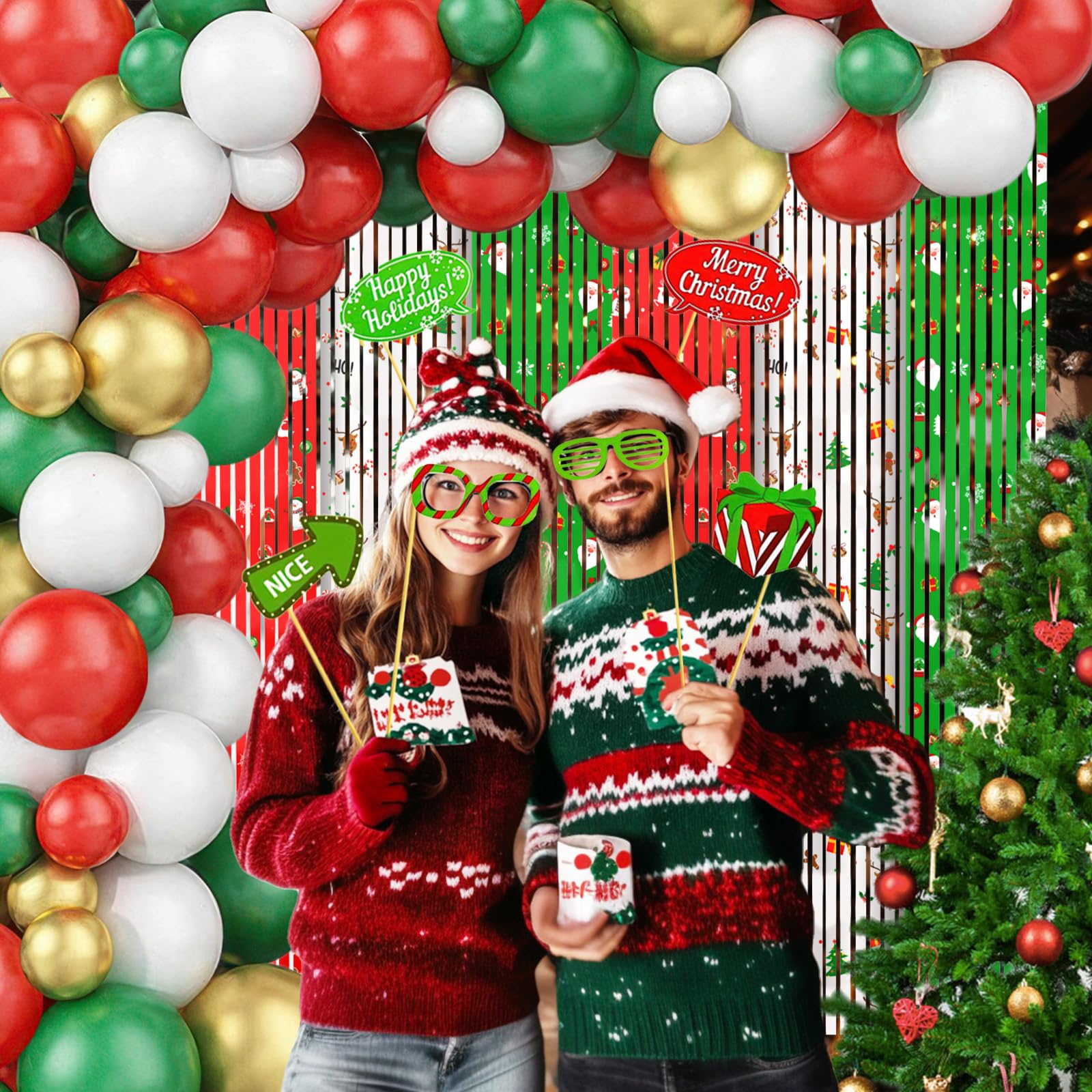 MEHOFOND Christmas photo booth props for lively holiday moments.
