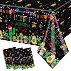 MEHOFOND Feliz Navidad tablecloth 3-pack spread adds festive table decor for a party.
