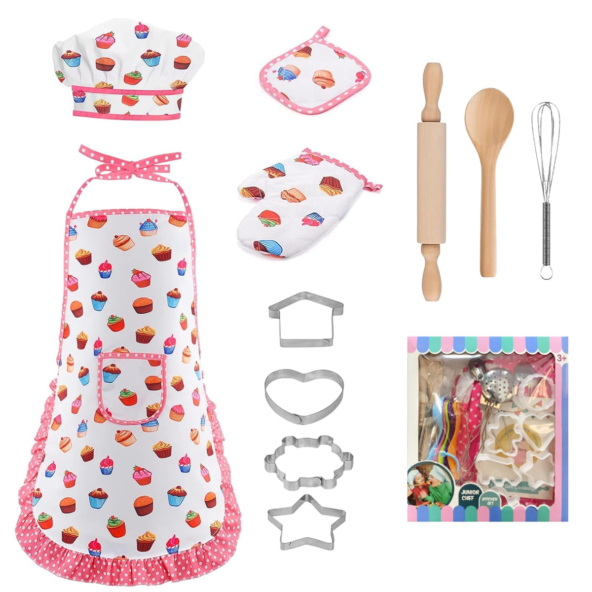 MEIDAYAI 11-Piece Kids Baking Set complete kit for imaginative pretend cooking.